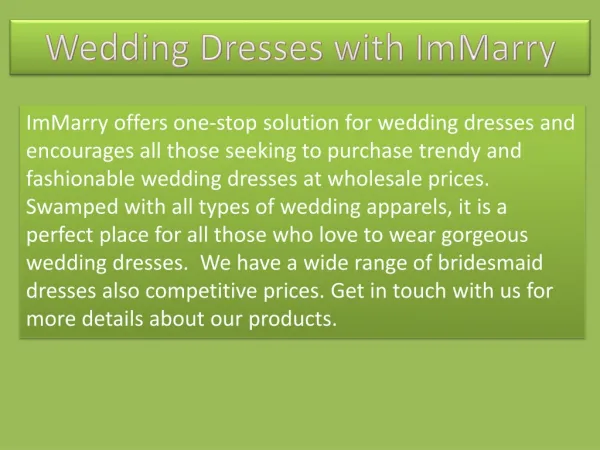 Buy Wedding Dresses with ImMarry