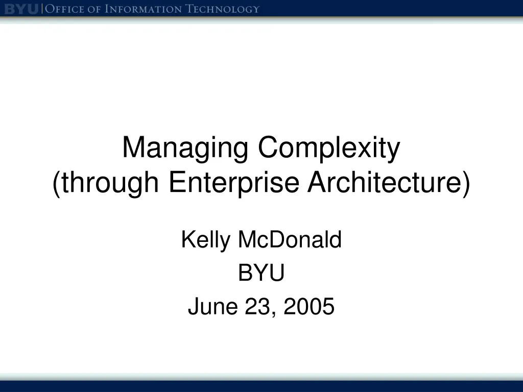managing complexity through enterprise architecture