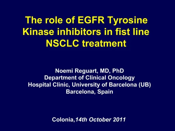 The role of EGFR Tyrosine Kinase inhibitors in fist line NSCLC treatment
