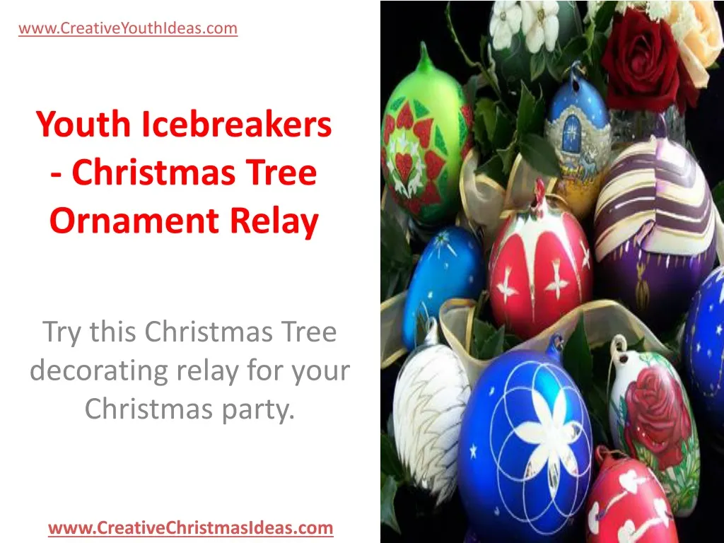 youth icebreakers christmas tree ornament relay