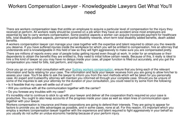 Sydney compensation lawyers