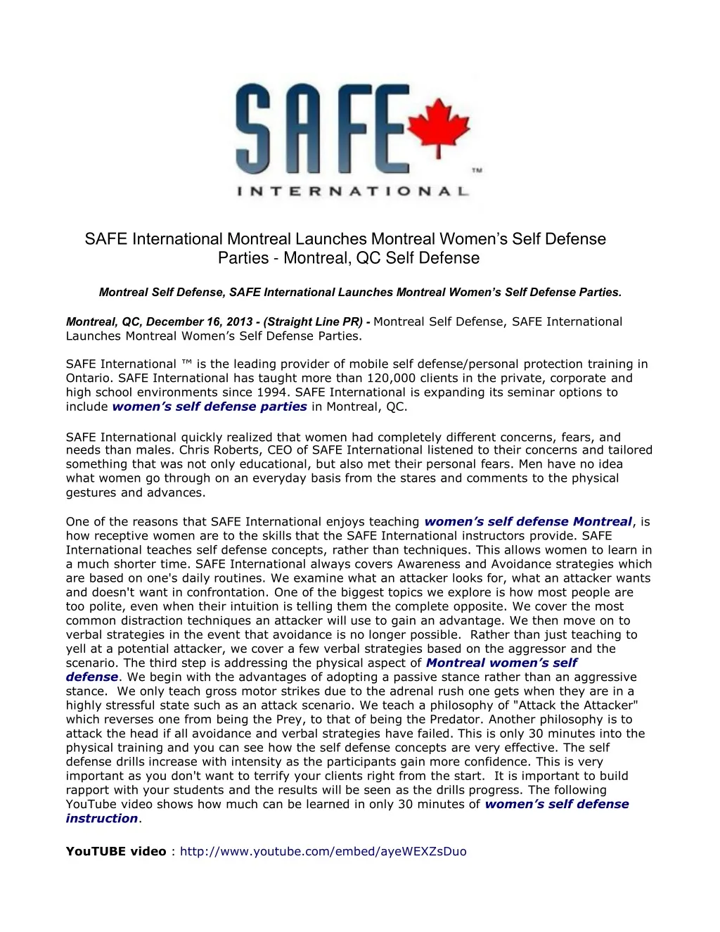 safe international montreal launches montreal