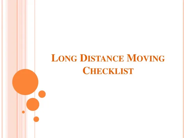 Long Distance Moving Checklist