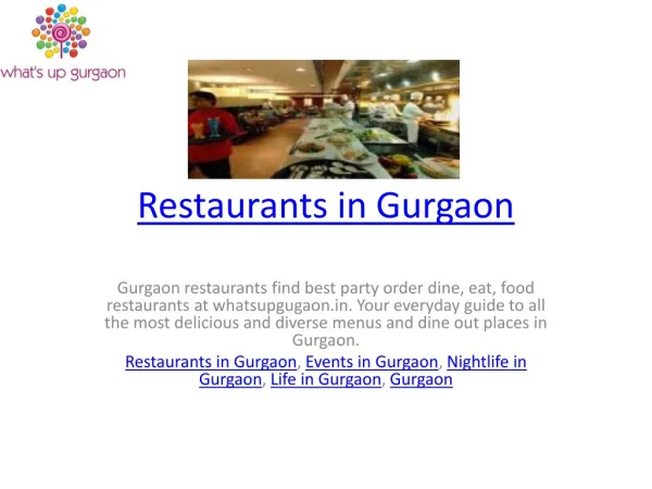 Restaurants in Gurgaon