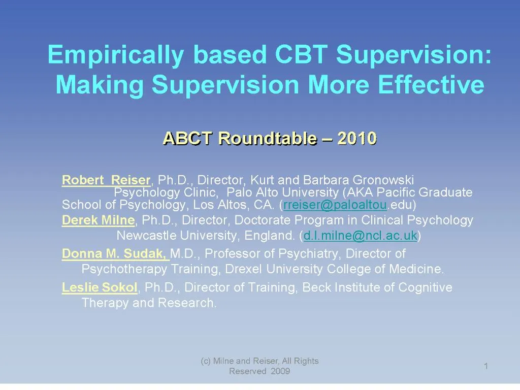 PPT - empirically based cbt supervision: making supervision more effective  abct roundtable 2010 PowerPoint Presentation - ID:139848
