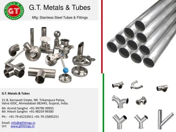 SS Fittings, TC Fittings Manufacturer - GT Metals and Tubes