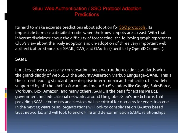 Gluu Web Authentication / SSO Protocol Adoption Predictions