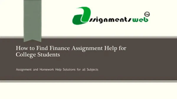 How to Find Finance Assignment Help for College Students