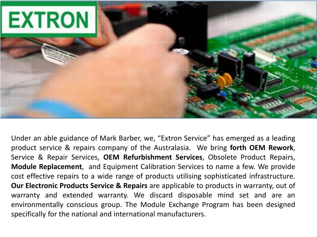 under an able guidance of mark barber we extron