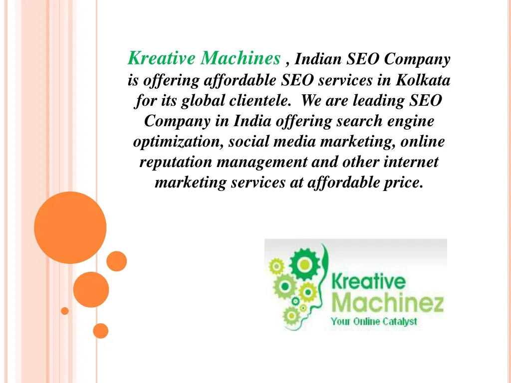 kreative machines indian seo company is offering