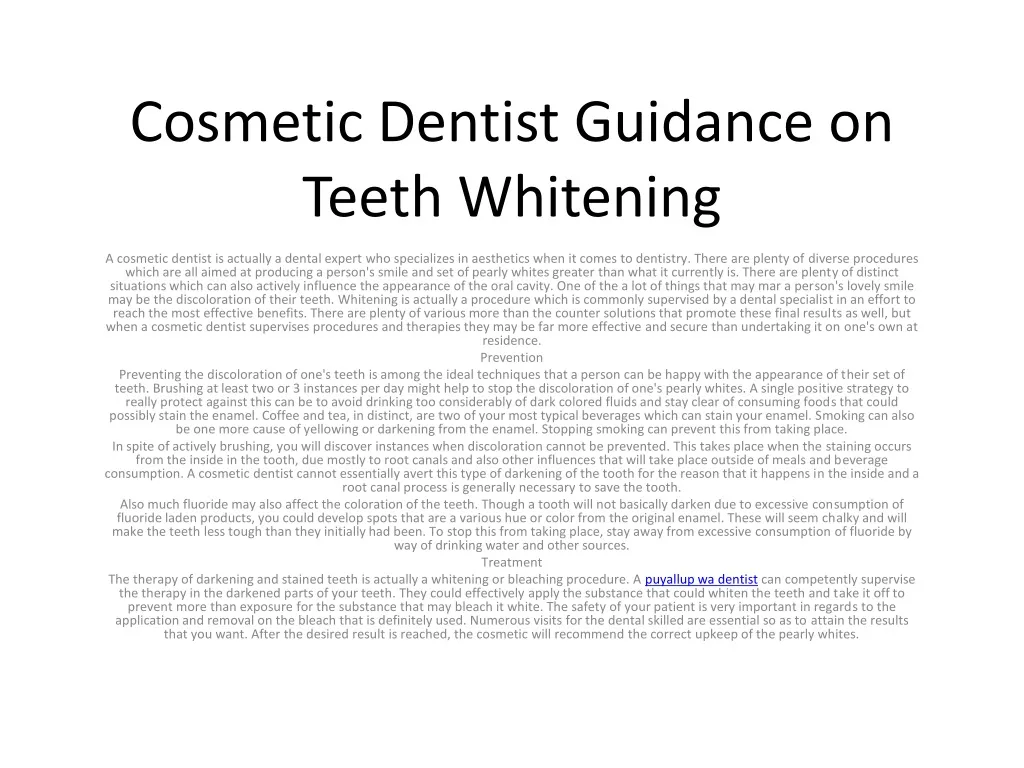 cosmetic dentist guidance on teeth whitening