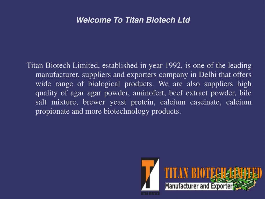 welcome to titan biotech ltd