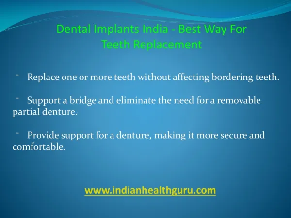 Dental Implants Benefit in India