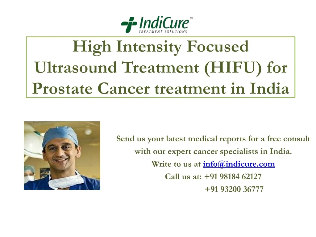 high intensity focused ultrasound treatment hifu for prostate cancer treatment in india