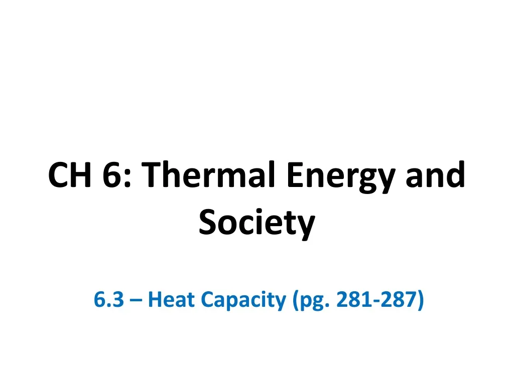 ch 6 thermal energy and society