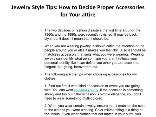 Jewelry Style Tips: How to Decide Proper Accessories for You