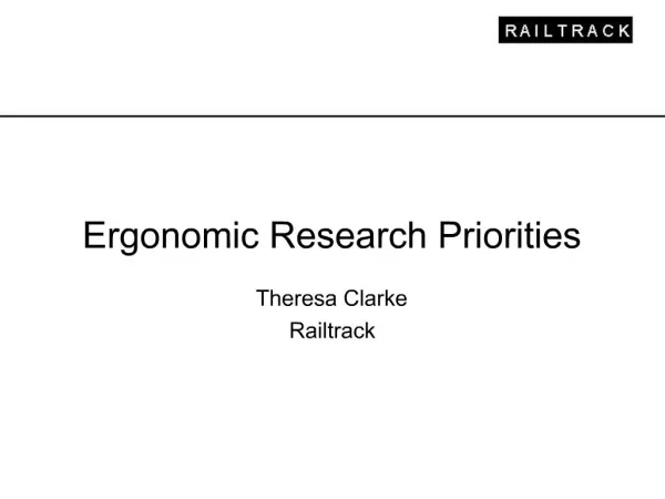 Ergonomic Research Priorities