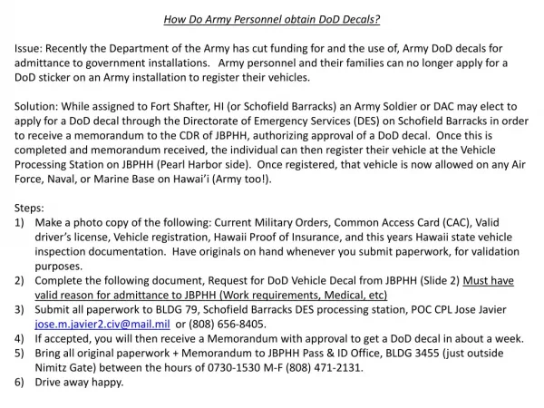 How Do Army Personnel obtain DoD Decals?