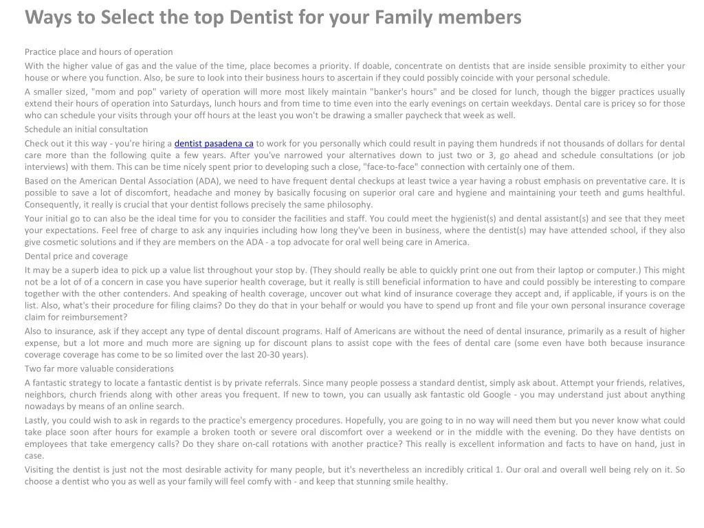 ways to select the top dentist for your family
