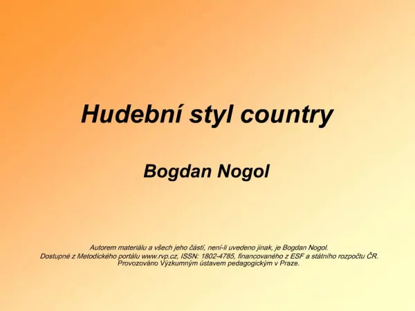 Hudebn styl country Bogdan Nogol