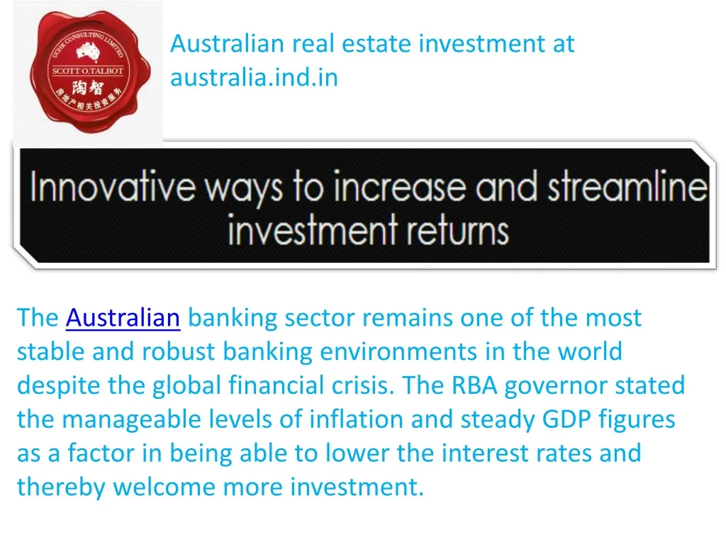 australian real estate investment at australia