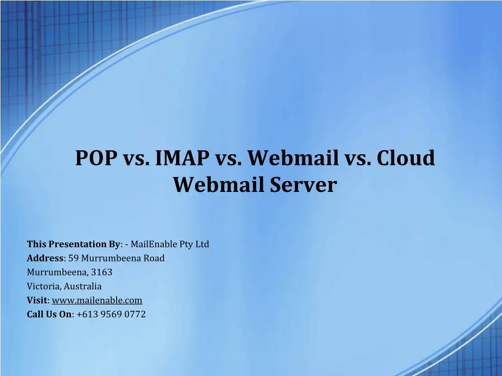 pop vs imap vs webmail vs cloud webmail server