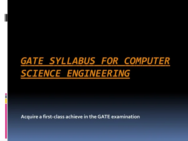 GATE Syllabus for Computer Science Engineering