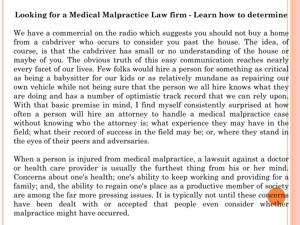 looking for a medical malpractice law firm learn