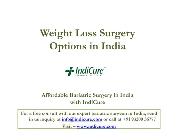 Weight Loss Surgery Options in India