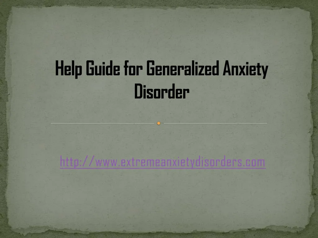 help guide for generalized anxiety disorder