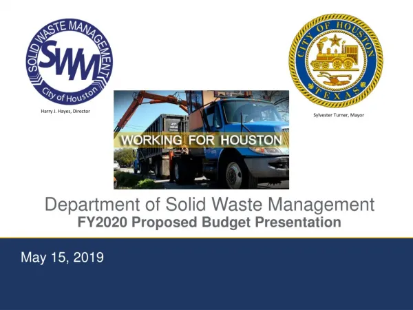 Department of Solid Waste Management FY2020 Proposed Budget Presentation