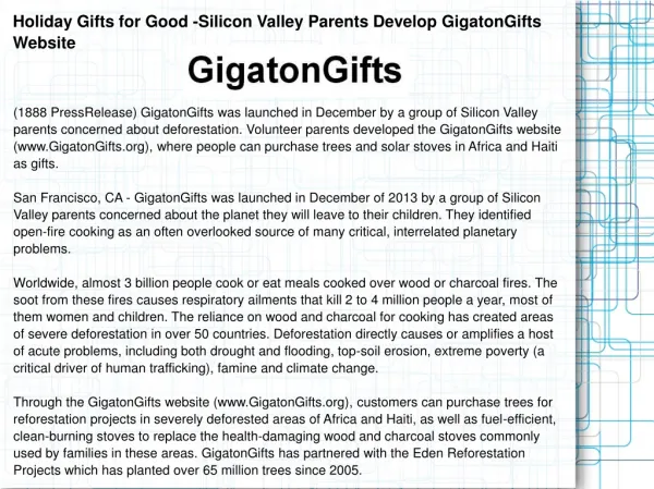 Holiday Gifts for Good -Silicon Valley Parents