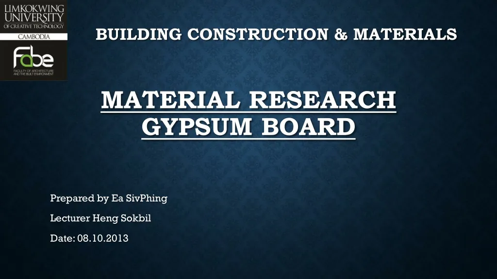 material research gypsum board