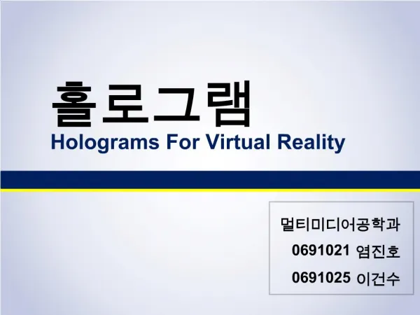 Holograms For Virtual Reality