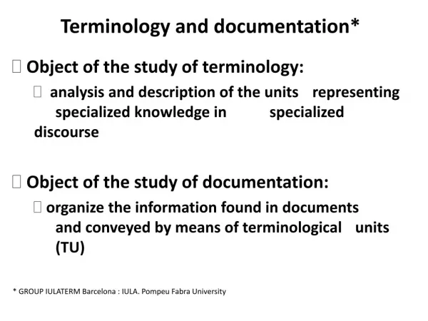 Terminology and documentation*