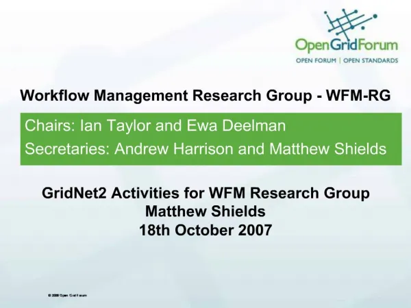 Workflow Management Research Group - WFM-RG q