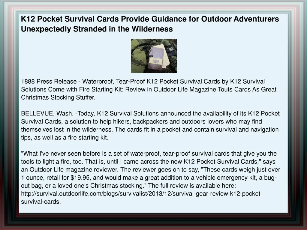 k12 pocket survival cards provide guidance