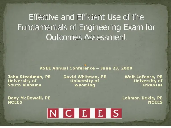 effective and efficient use of the fundamentals of engineering exam for outcomes assessment