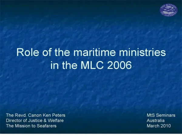 role of the maritime ministries in the mlc 2006