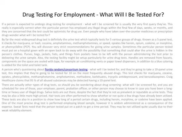 florida drug testing for employment