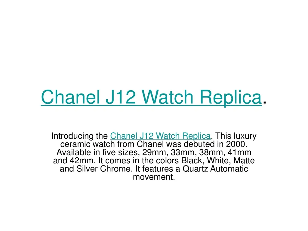 chanel j12 watch replica
