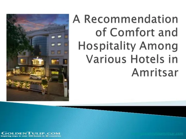 A Recommendation of Comfort Among Various Hotels in Amritsar