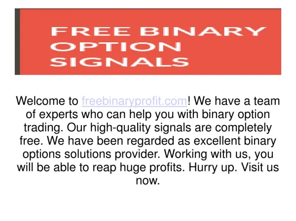 free binary option signals