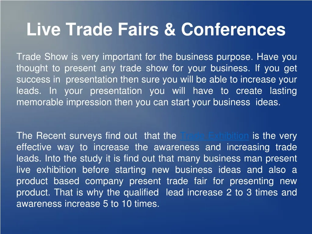 live trade fairs conferences