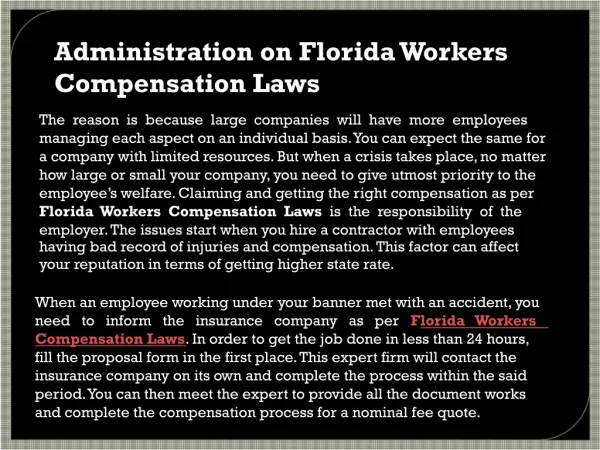 Adminstration-on-florida-work-compensation-laws