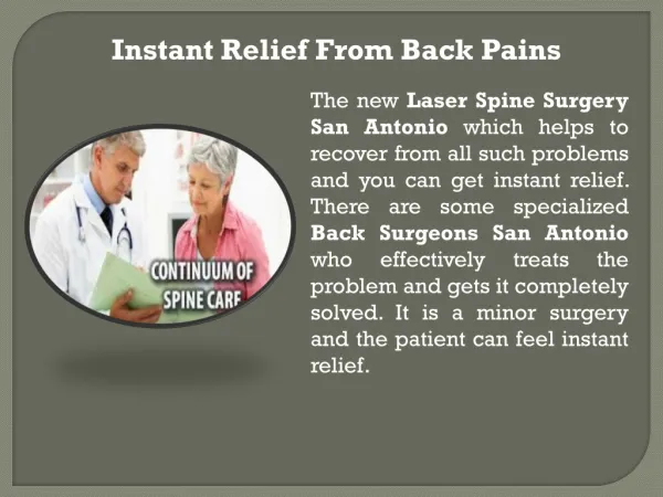 Instant Relif from Backpains