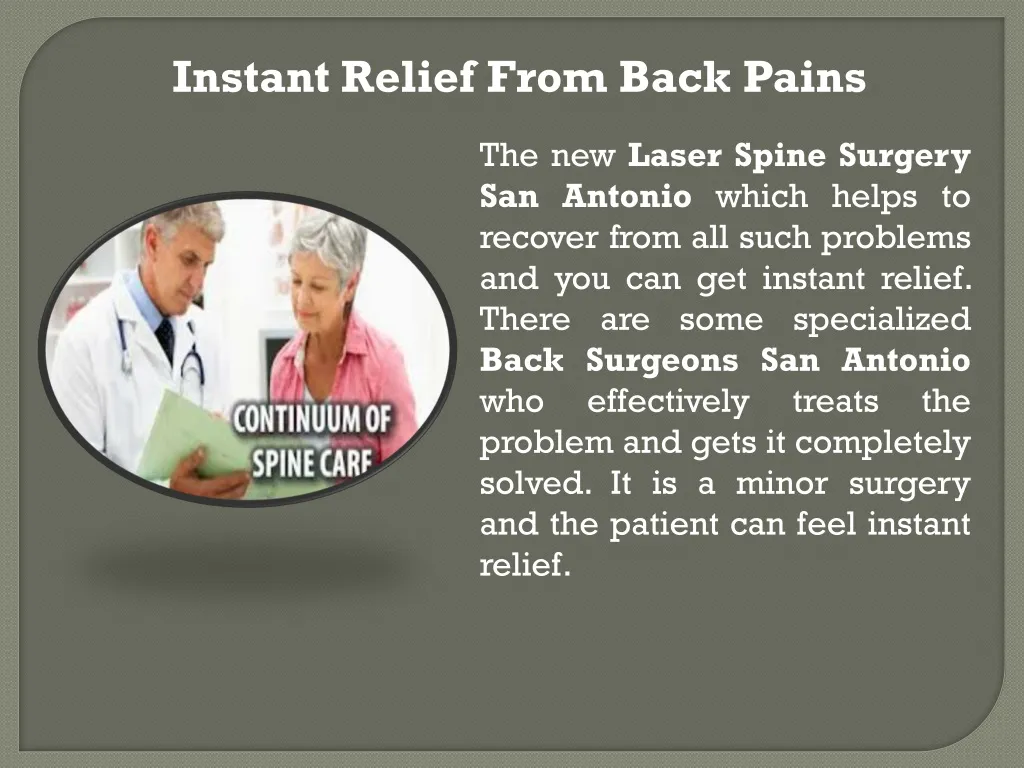instant relief from back pains