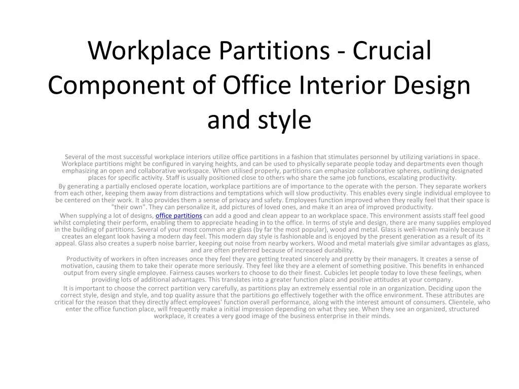workplace partitions crucial component of office interior design and style