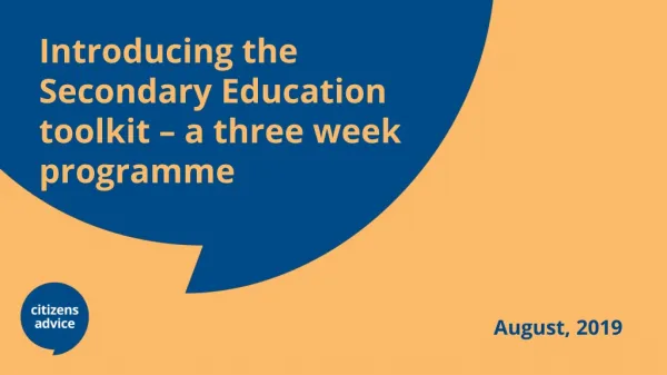 Introducing the Secondary Education toolkit – a three week programme