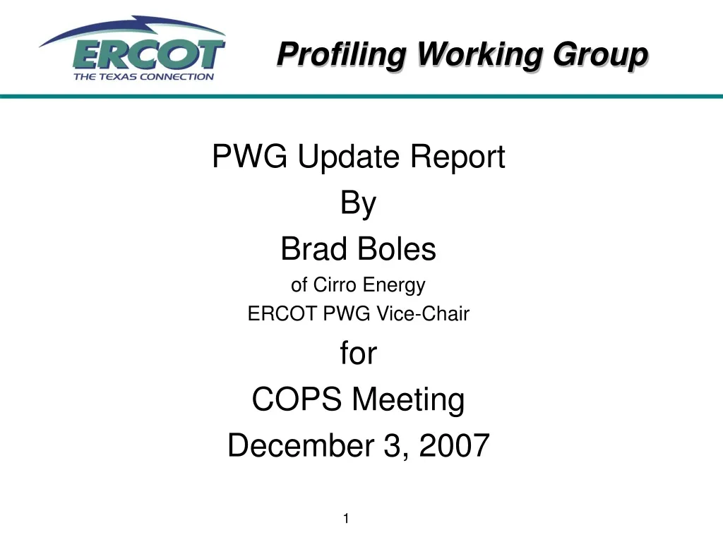 pwg update report by brad boles of cirro energy